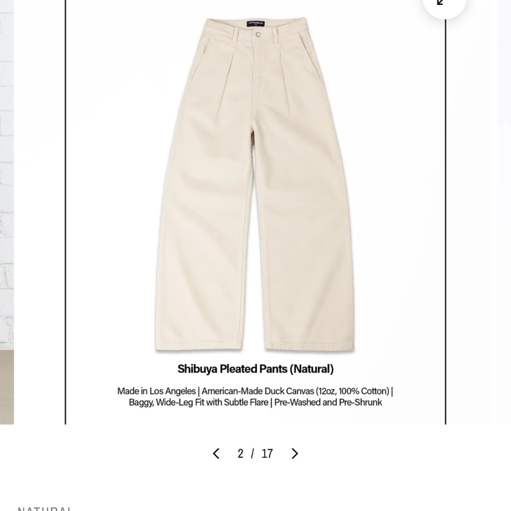 Shibuya Pleated Pants in Natural